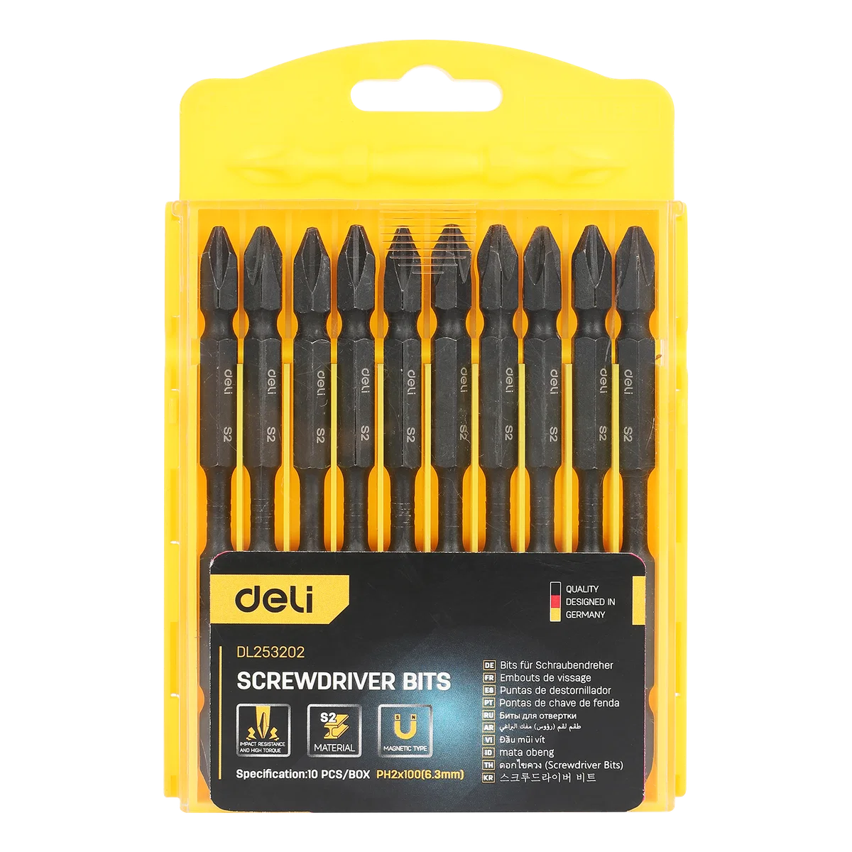 طقم رؤوس مفك صدمية 10 قطع PH2×100 مم